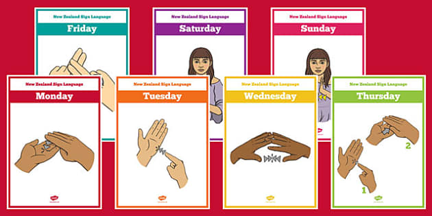 NZSL Days of Week Sign Language Posters | New Zealand