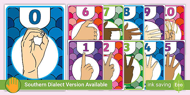 Auslan (Sign Language) Numbers 0-20 Display Posters - Twinkl