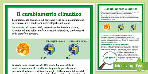 Poster Informativo Cambiamenti Climatici Scuola Primaria