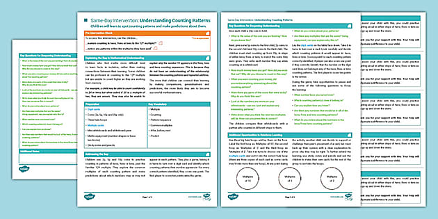 👉 Year 2 Maths Same-Day Intervention Plan: Understanding Counting Patterns