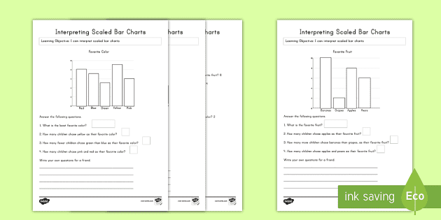 interpreting graphs worksheets bar charts math activity