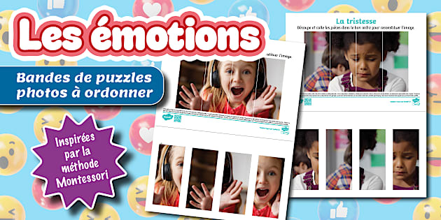 Bandes de puzzles photos à ordonner : Les émotions