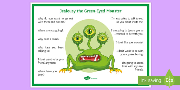 English worksheets: Go away big green monster