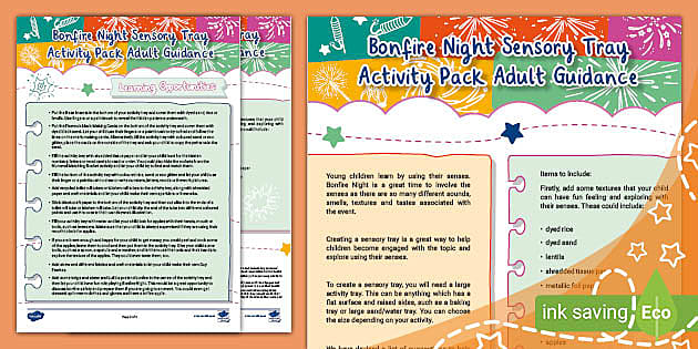 Bonfire Night Sensory Tray Activity Pack (teacher made)