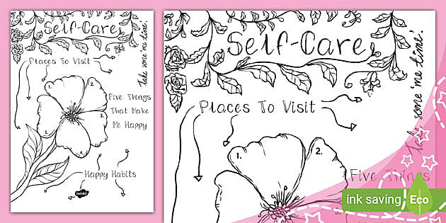 Self-Care Journal Kit, Download Self-Care Prompts, Stickers, & Coloring  Pages
