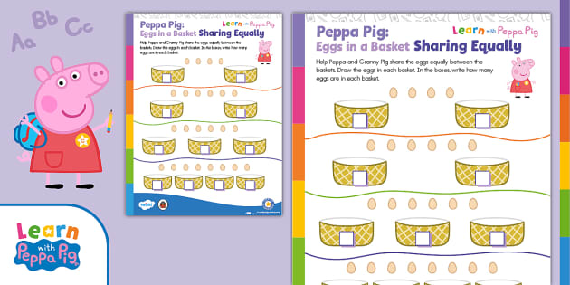 Free Peppa Pig: Eggs in a Basket Sharing Equally Math