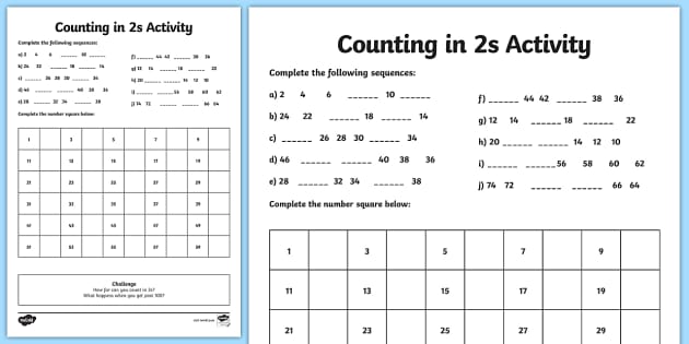 Counting in Twos Worksheet Maths Resources (teacher made)