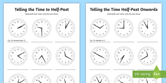 Telling the Time in 5 Minute Intervals Worksheets - Twinkl