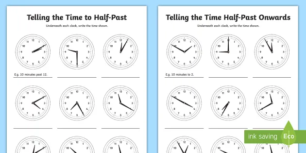 Telling The Time In 5 Minute Intervals Worksheets