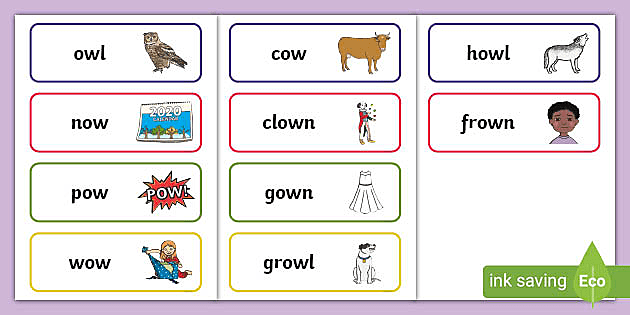 Ow Words Sounds Cards Primary Education Phonics Resources