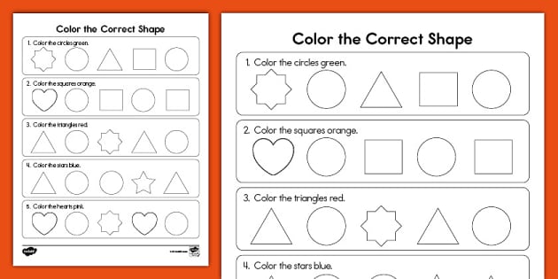 Color the Correct 2D Shape Worksheet - Math (teacher made)