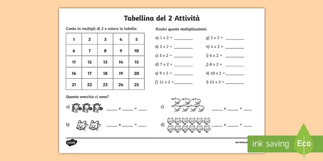 Tabelle di moltiplicazione per bambini: Diversi fogli di lavoro con le  tabelline di moltiplicazione da 1 a 100 lo aiuteranno a sviluppare la sua