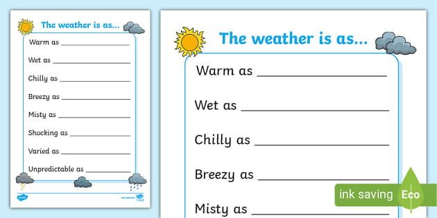 Weather Simile Poem,weather poem (teacher made) - Twinkl