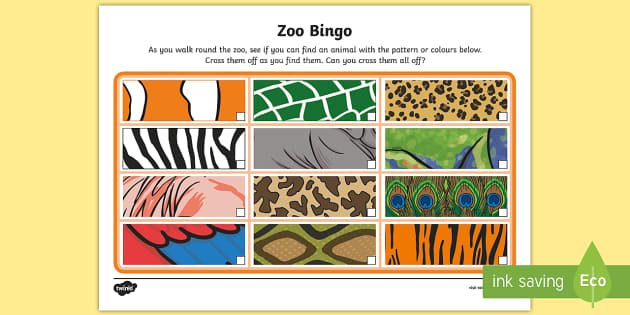 Zoo Bingo (Patterns) Worksheet / Worksheet (teacher made)