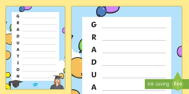 Graduation Acrostic Poem (teacher made) - Twinkl