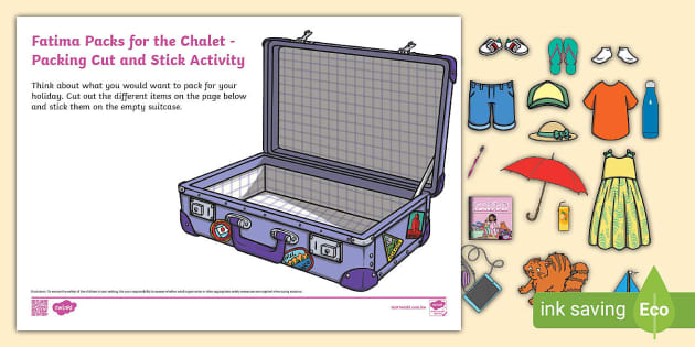 Fatima Packs for the Chalet - Packing Cut and Stick Activity