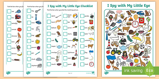 I Spy with My Little Eye Educational Game Worksheet - Twinkl