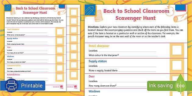 Back to School Classroom Scavenger Hunt Activity - Twinkl