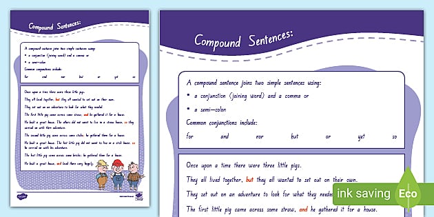 Compound Sentence Foldable - FANBOYS - Grammar Journal/Notebook