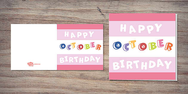 Happy October Birthday Card Twinkl Party Teacher Made