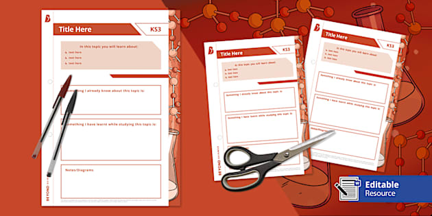 KS3 Chemistry Editable Topic Title Page Template - Twinkl