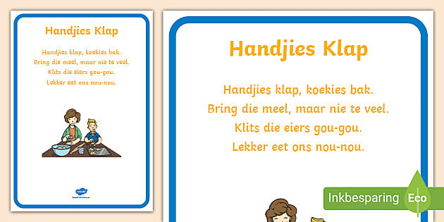Handjies Klap Rympie Plakkaat Teacher Made Twinkl Handjies Klap Rympie Plakkaat Teacher Made Twinkl