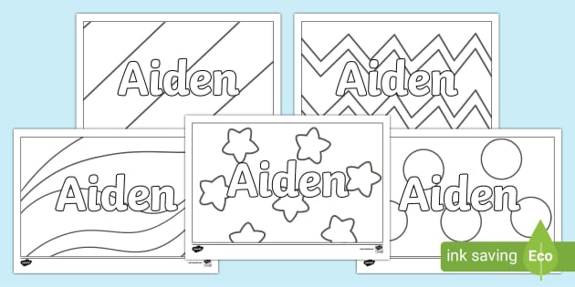 FREE! - Aiden Name Simple Colouring Activity Sheets - Twinkl