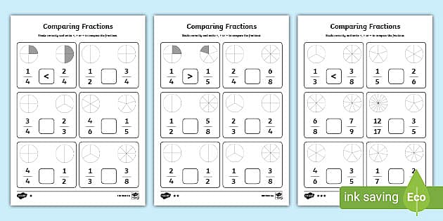 Fractions Worksheet: Greater Than/Less Than (Teacher-Made)