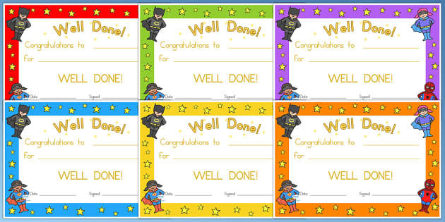 Superhero Certificates - superheroes, certificates, award, reward