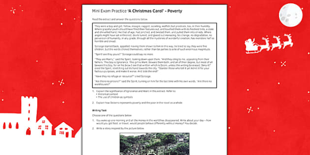 GCSE Mini Exam Practice A Christmas Carol Poverty  Twinkl