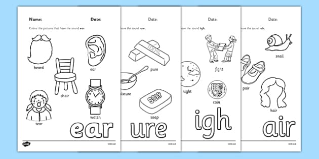 phonics stage worksheets key 1 3 3, Pack Trigraph Colouring phase trigraph Sheets  Phase