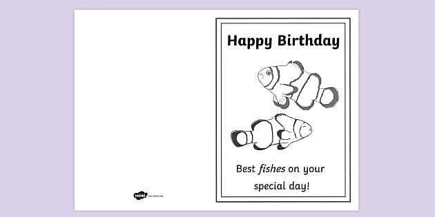 FREE! - Fish Themed Birthday Card Colouring Activity