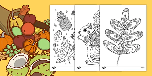 Fall Coloring Pages-Autumn Mindfulness Coloring Sheets-Activities