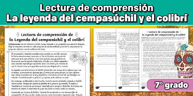 Hummingbird Geometry Lectura de comprensión La leyenda del cempasúchil y el colibrí para ...