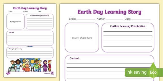 Earth Day Learning Story Template - EYLF Teaching Resources