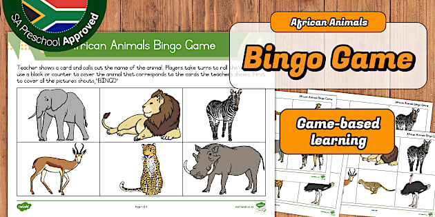 Preschool Themes - African Animals - Bingo Game