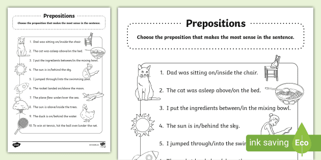 Prepositions - over/above and under/below - picture cards