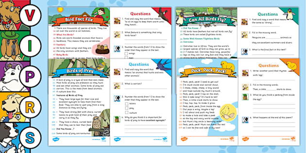 KS1 Brilliant Birds 60-Second Reads Activity Pack - Twinkl