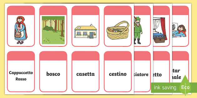 Cappuccetto Rosso Abbina nome e immagine Flashcard - Twinkl