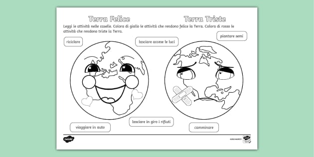 Poster da colorare Terra triste e felice