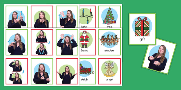 Asl Christmas Matching Cards Teacher Made Twinkl