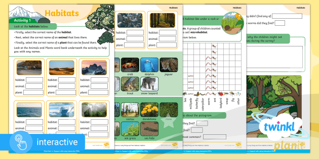 Interactive PDF: Home Learning: Science: Year 2: Habitats