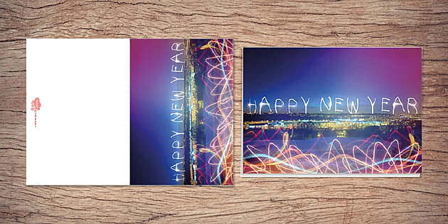 Happy New Year Lights Card New Year S Greeting Cards