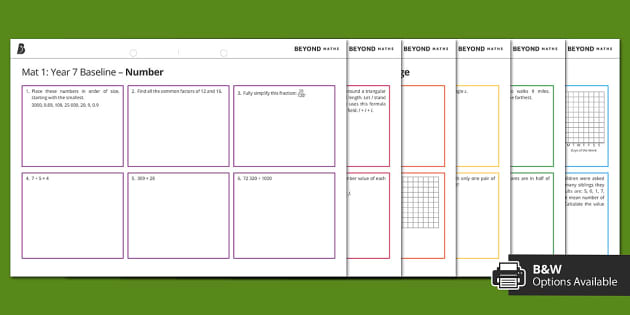 👉 Year 7 Baseline Revision Maths Mats (teacher made)