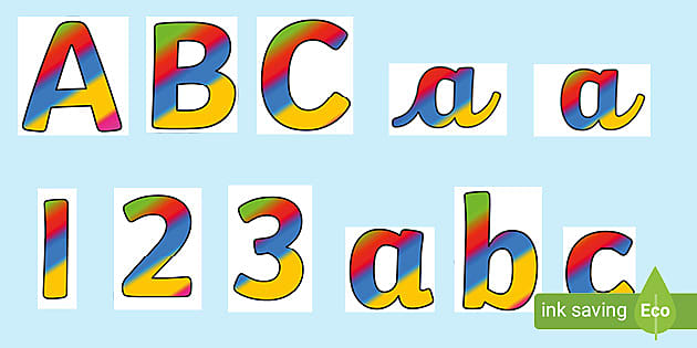 Solid Color Schemes Primary Font A-Z Bulletin Board Letters Bundle