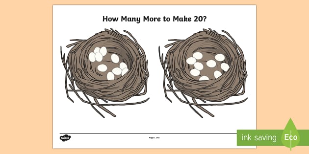 Eggs in a Nest How Many More to Make 20 Worksheet / Worksheets Eggs in a