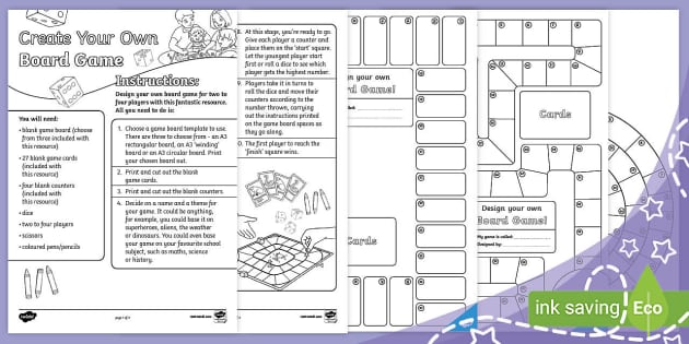  Blank Board Game and Pieces DIY Create Your Own Board