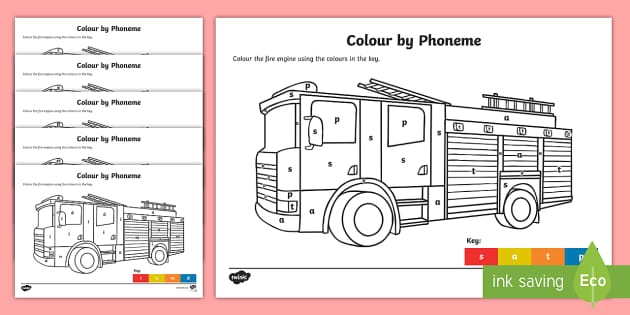 worksheet phoneme y Pack Colour Engine 2 Phase Fire Phoneme Activity by