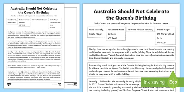 the queen s birthday persuasive letter sequencing activity au t2 e 3448 the queens birthday persuasive letter sequencing activity english australian ver 2 jpg