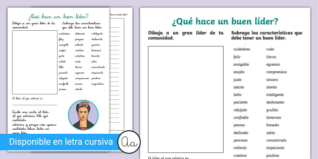 Hoja de actividad Qué hace un buen líder Guía de trabajo